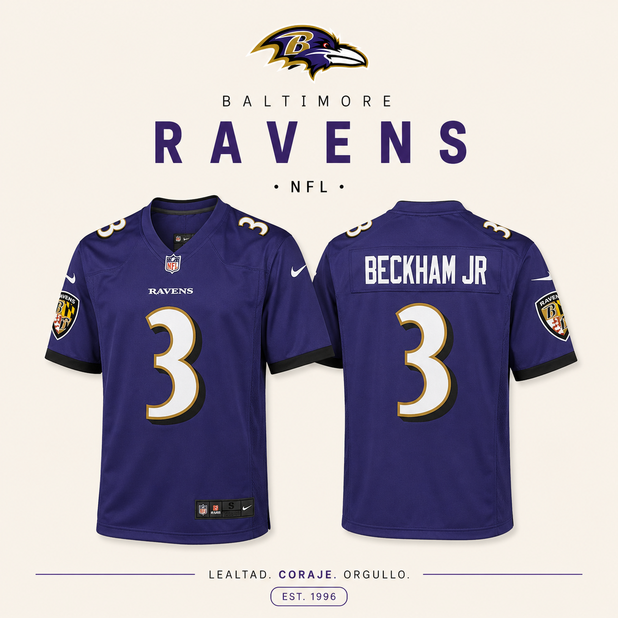 JERSEY NFL BALTIMORE RAVENS BECKHAM JR 3