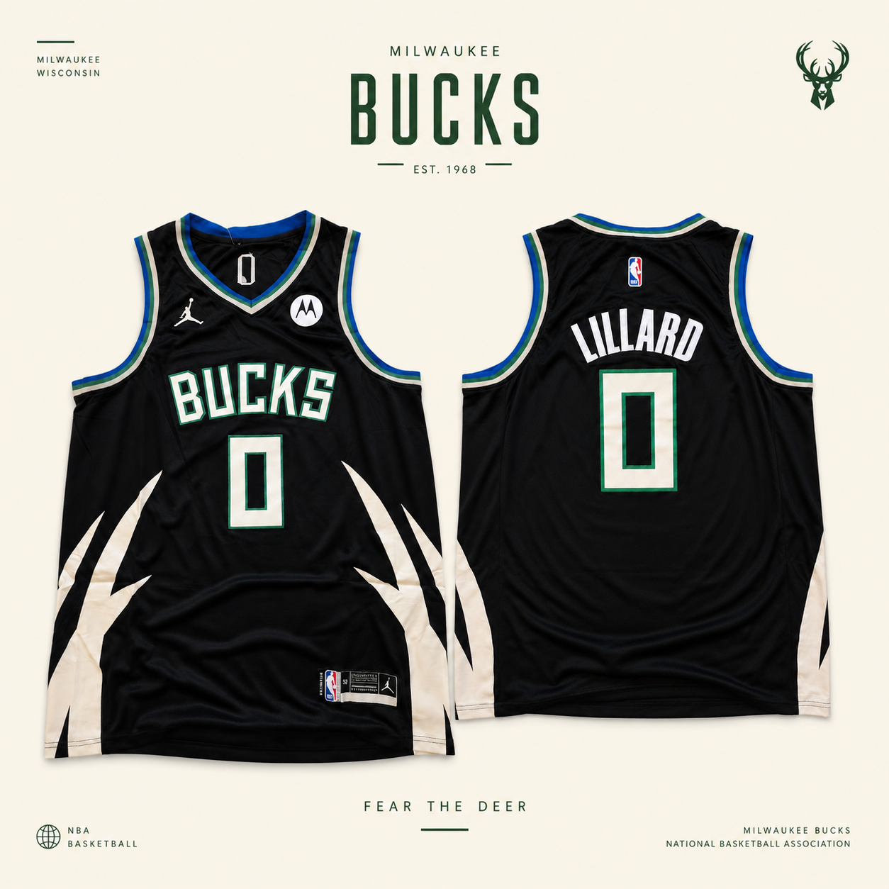 JERSEY NBA MILWAUKEE BUCKS LILLARD 0