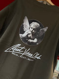 CAMISETA SEMI OVERSIZED MASCULINA ANGEL VERDE OLIVO