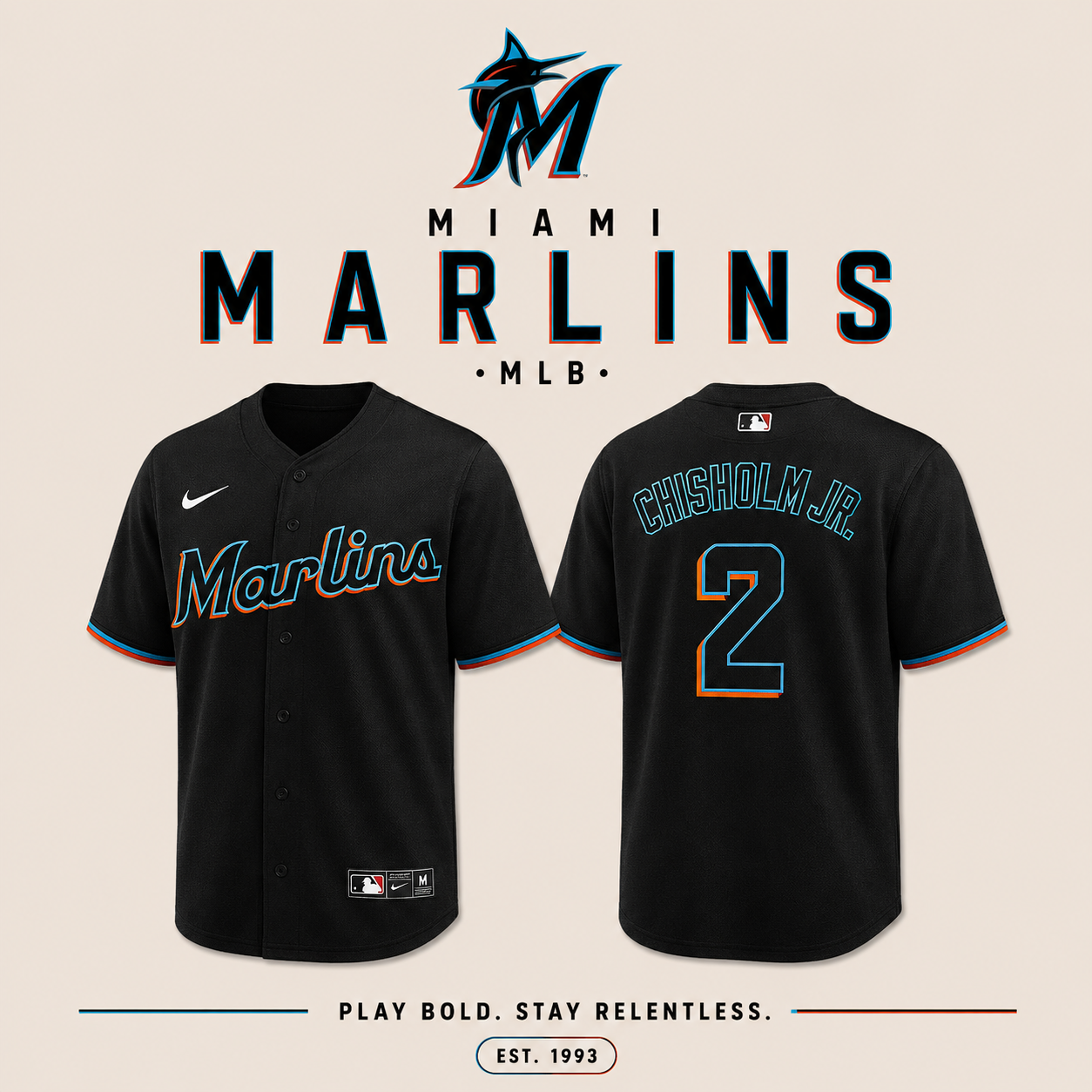 JERSEY MLB MIAMI MARLINS CHISHOLM JR 2