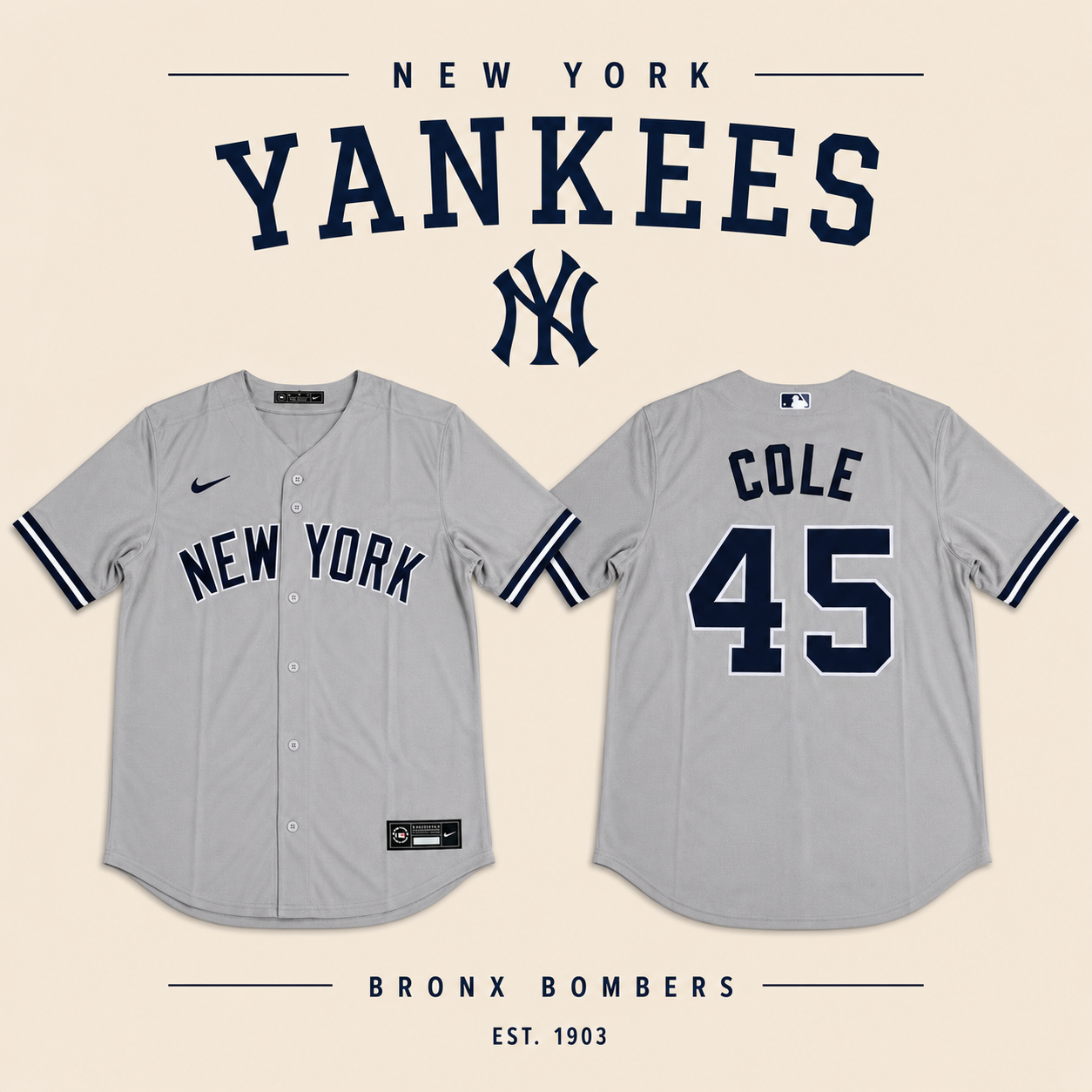 JERSEY MLB NEW YORK YANKEES COLE 45